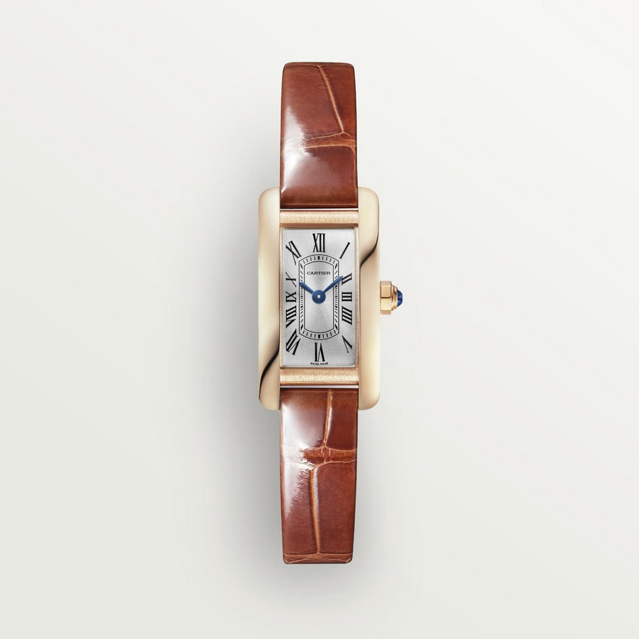 Đồng Hồ Cartier Tank Américaine Watch Nữ Nâu Vàng